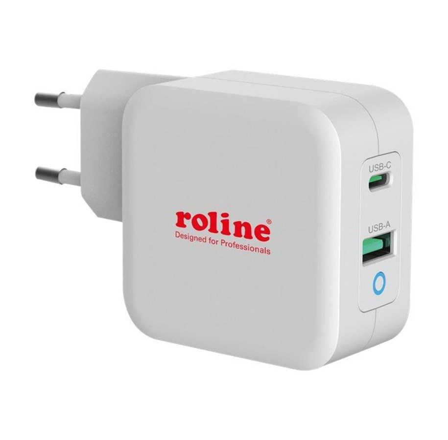 Telefon - Adapter i Ładowarka - Roline power adapter - USB 24 pin USB-C - 65 Watt - 19.11.1041