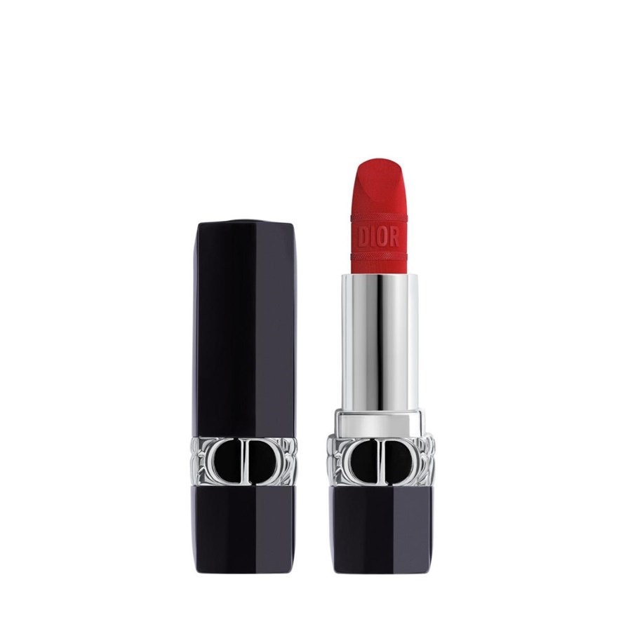 Makijaz - Christian Dior Rouge, Satin Matte, Cream Lipstick, Iconic Red, 3.5 g - 3348901647847