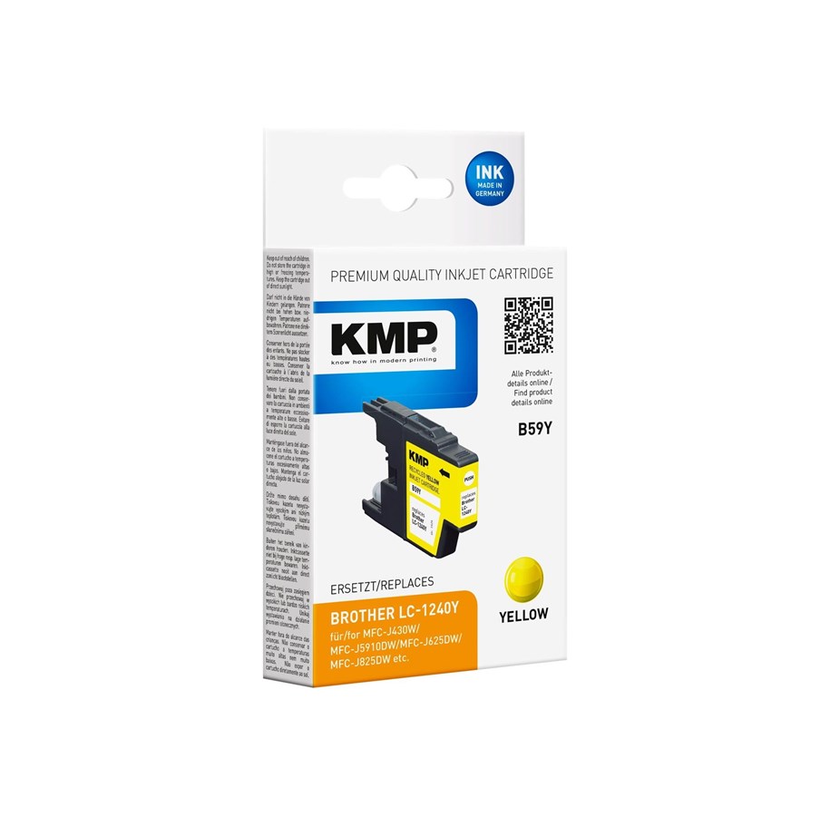 Tusz, toner i materiał eksploatacyjny - KMP B59Y - yellow - compatible - remanufactured - ink cartridge (alternative for: Brother LC1240Y) - 1524,4809