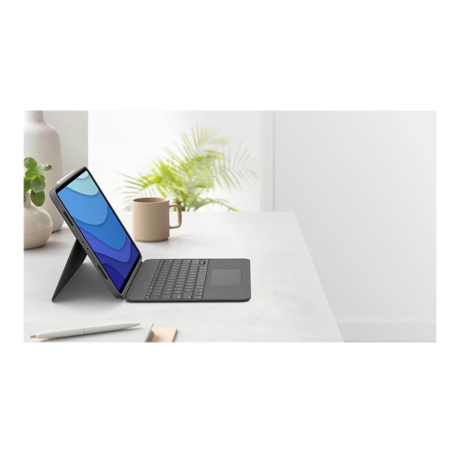 Klawiatura - Logitech Combo Touch - keyboard and folio case - with trackpad - QWERTZ - Swiss - oxford grey Input Device - Etui z klawiaturą - Szwajcaria - Szary - 920-010209