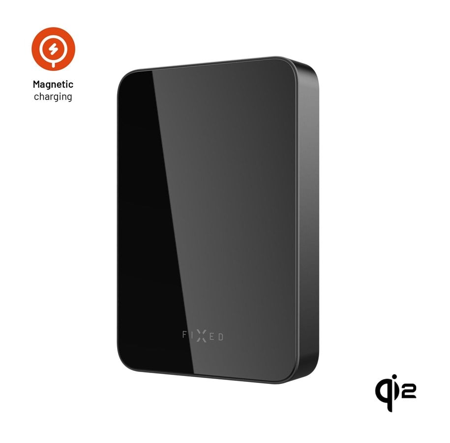 Powerbank - FIXED MagZen 10 Crystal Qi2 Standard 10.000 mAh Black Powerbank - Czarny - 10000 mAh - FIXZENMC-10-BK