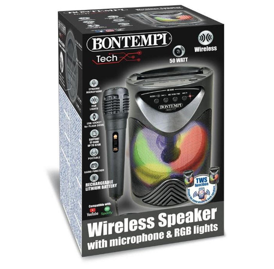 Muzyka - Bontempi Wireless Speaker with Microphone and RGB Light Effects - 491010