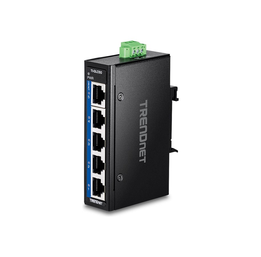 Switch - TRENDnet TI-GLC50 - Version V1.xR - switch - industrial mini - 5 ports - TAA Compliant - TI-GLC50