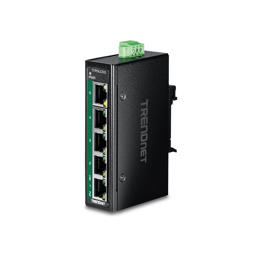 Switch - TRENDnet TI-PGLC50 - Version V1 - switch - industrial mini - 5 ports - TAA Compliant - TI-PGLC50
