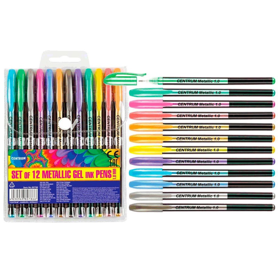 Przybory do pisania i rysowania - CENTRUM Metallic Gel Pen 12 ass. - 80786