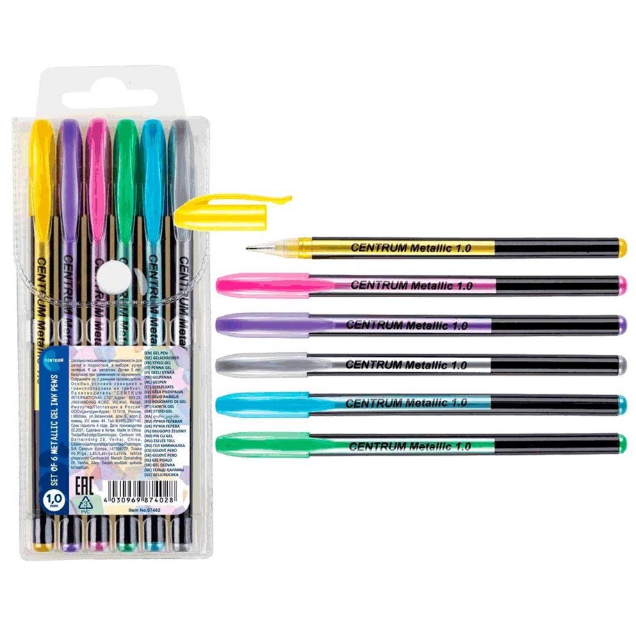 Przybory do pisania i rysowania - CENTRUM Metallic Gel Pen 6 ass. - 87402