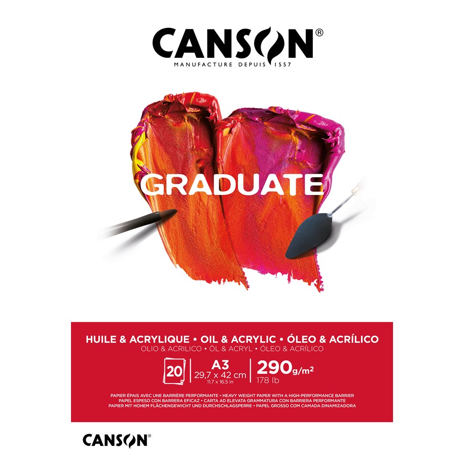 Artykuły Artystyczne & Rzemieślnicze - Canson Graduate Oil/Acrylic Pad A3 290G 20 SH - 17-400110381
