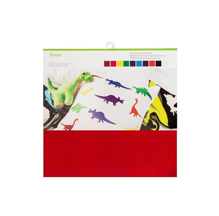 Drukarka etykiet - Cricut - craft material - 305 x 305 mm - 10 sheets - red pink yellow green blue turquoise orange black white - felt - 2003830