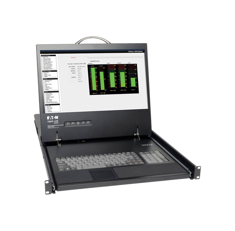 Monitor - 19" Tripp Lite Eaton Series 16-Port Rack Console Cat5 KVM Switch 1U RM 19" LCD Rackmount - B070-016-19
