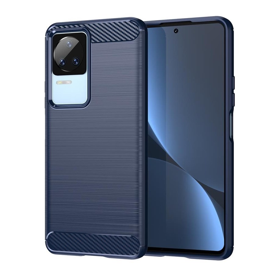 Telefon - Pokrowiec i etui - Hurtel Carbon Case for Xiaomi Poco F4 5G Flexible Silicone Carbon Cover Blue - 9145576267523