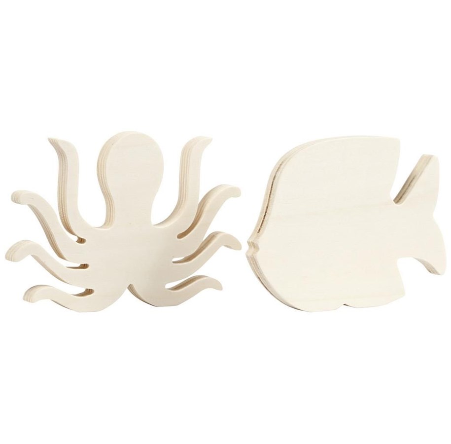 Zabawki drewniane - Creativ Company Wooden Sea Creatures Octopus and Fish 2pcs. - 57976