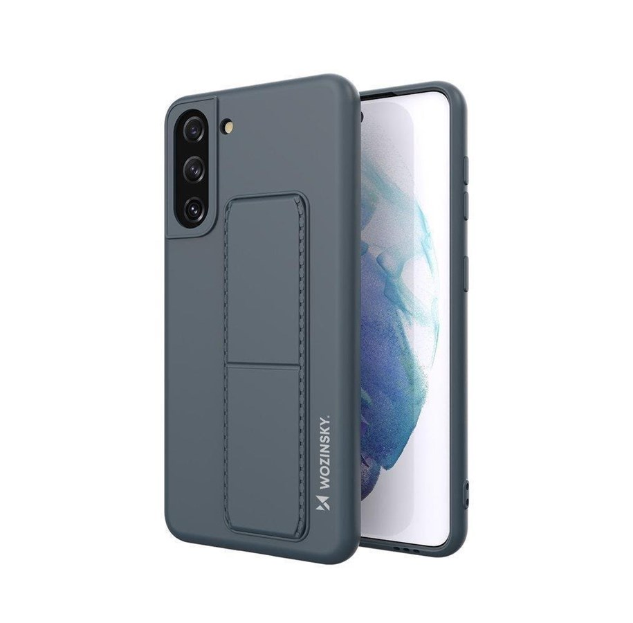 Telefon - Pokrowiec i etui - Wozinsky Kickstand Case Silicone Case with Stand Case Samsung Galaxy S21+ 5G Navy Blue - 9111201941434