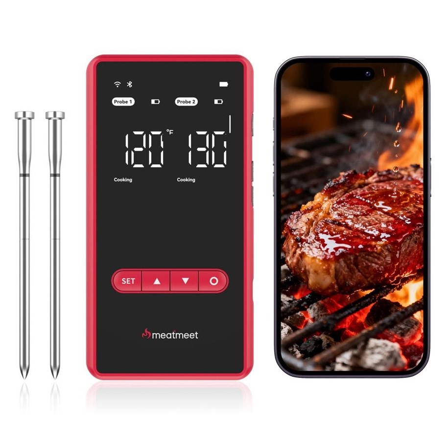 Urzadzenia kuchenne - inne - Meatmeet X Pro Kitchen Thermometer with Bluetooth/WiFi App for Smoker Oven Grill - Black - Meatmeet X Pro