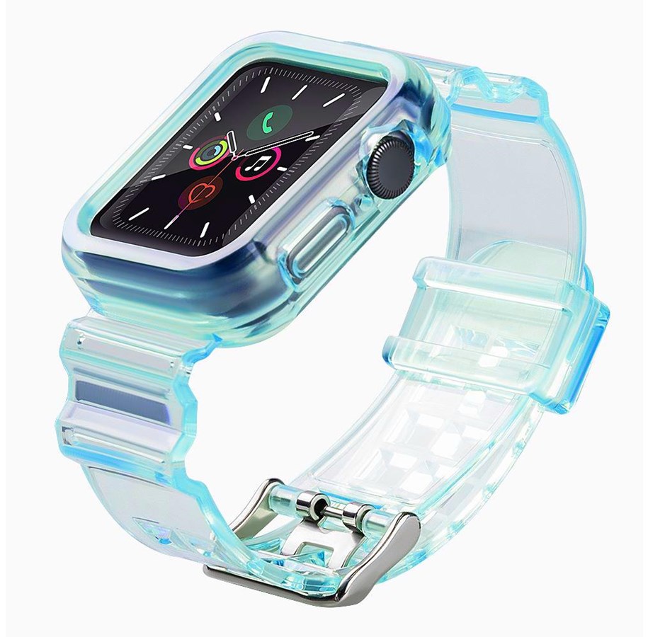 Smartwatch - akcesoria - Hurtel Silicone Band Strap Bracelet Case Strap Light Set for Apple Watch 38mm - Blue - 5907769331817