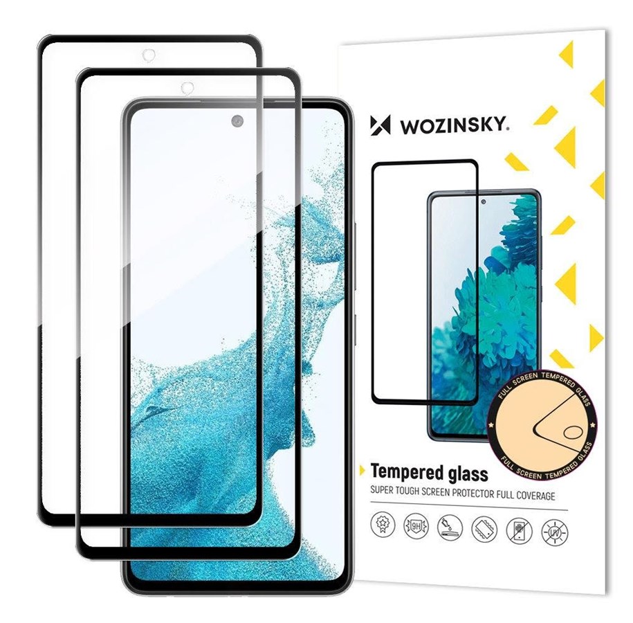 Telefon - szklo ochronne - Wozinsky 2x Set Super Tough Full Glue Tempered Glass Full Screen with Frame Case Friendly Samsung Galaxy A53 5G Black - 9145576238806