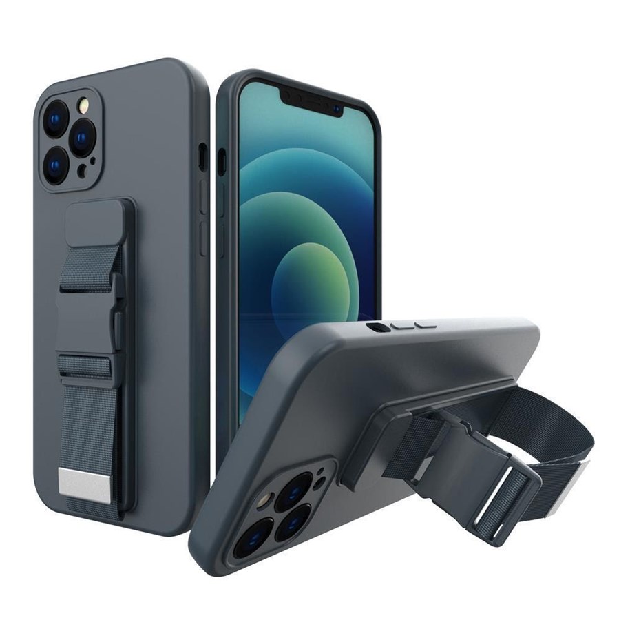 Telefon - Pokrowiec i etui - Hurtel Rope Case Silicone Cover with Lanyard Purse Lanyard Strap for Xiaomi Redmi Note 11 Pro Navy Blue - 5907769340444