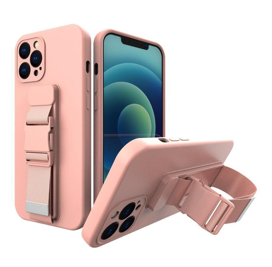 Telefon - Pokrowiec i etui - Hurtel Rope Case Silicone Lanyard Cover Purse Lanyard Strap for Xiaomi Poco M4 Pro 5G Pink - 5907769340505