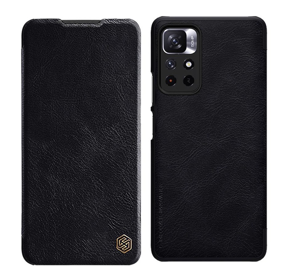 Telefon - Pokrowiec i etui - Nillkin Qin Flip Case for Xiaomi Redmi Note 11T 5G / 11S 5G / 11 5G (China) / Poco M4 Pro 5G - Black - 6902048234932