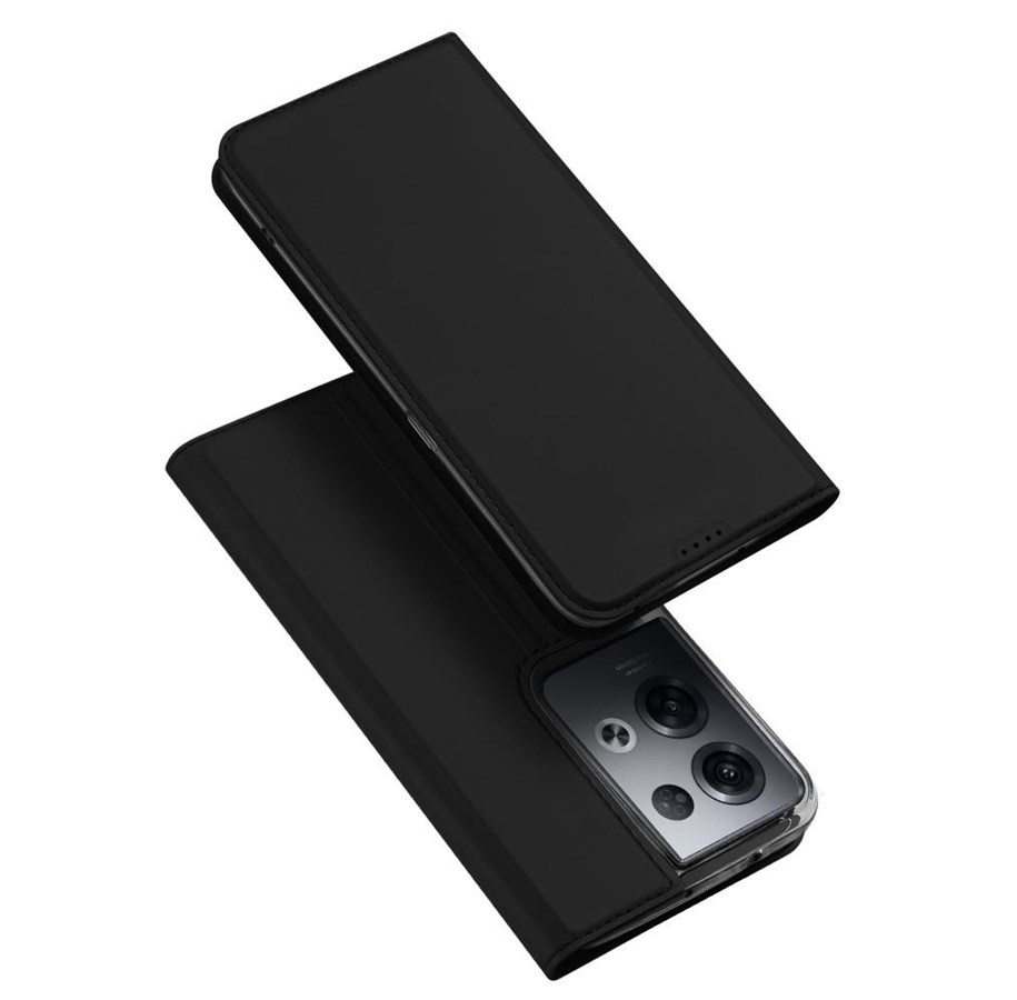 Telefon - Pokrowiec i etui - Dux Ducis Skin Pro Case Oppo Reno 8 Pro Flip Cover Card Wallet Stand Black - 6934913033128