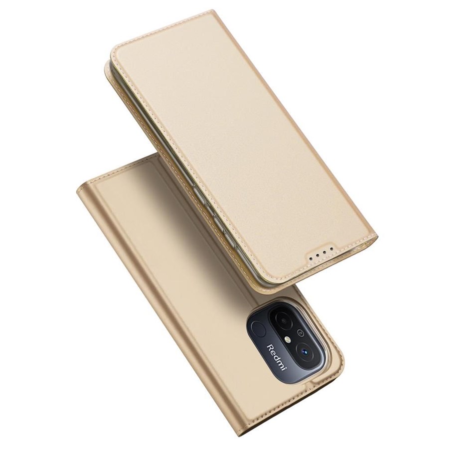 Telefon - Pokrowiec i etui - Dux Ducis Skin Pro Case for Xiaomi Redmi 11A / Poco C55 / Redmi 12C Flip Cover Card Wallet Stand Gold - 6934913030875