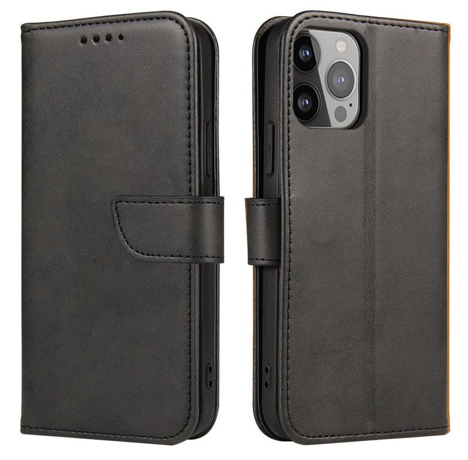 Telefon - Pokrowiec i etui - Hurtel Magnet Case for Vivo Y16 / Vivo Y02s Flip Cover Wallet Stand Black - 9145576277270