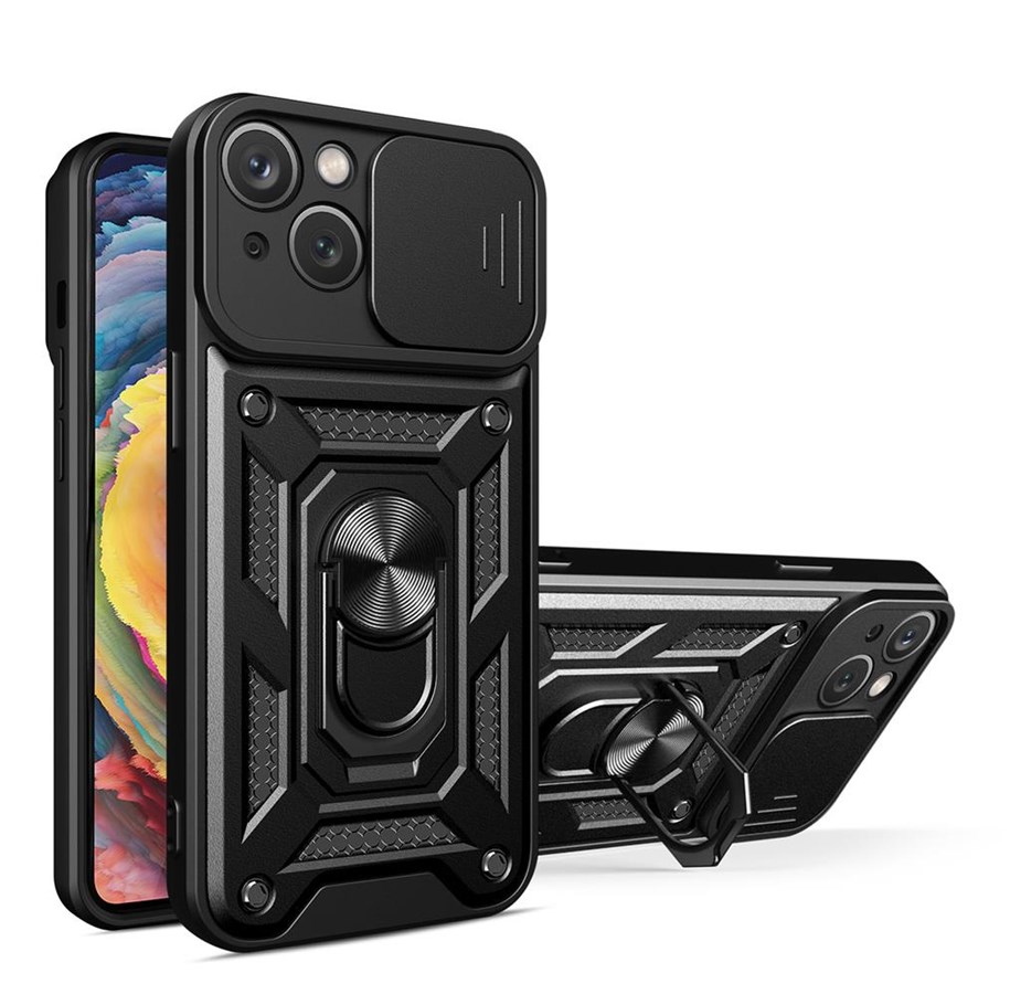 Telefon - Pokrowiec i etui - Hurtel Hybrid Armor Camshield Case for Huawei nova Y90 Armored Case with Camera Cover Black - 9145576272992