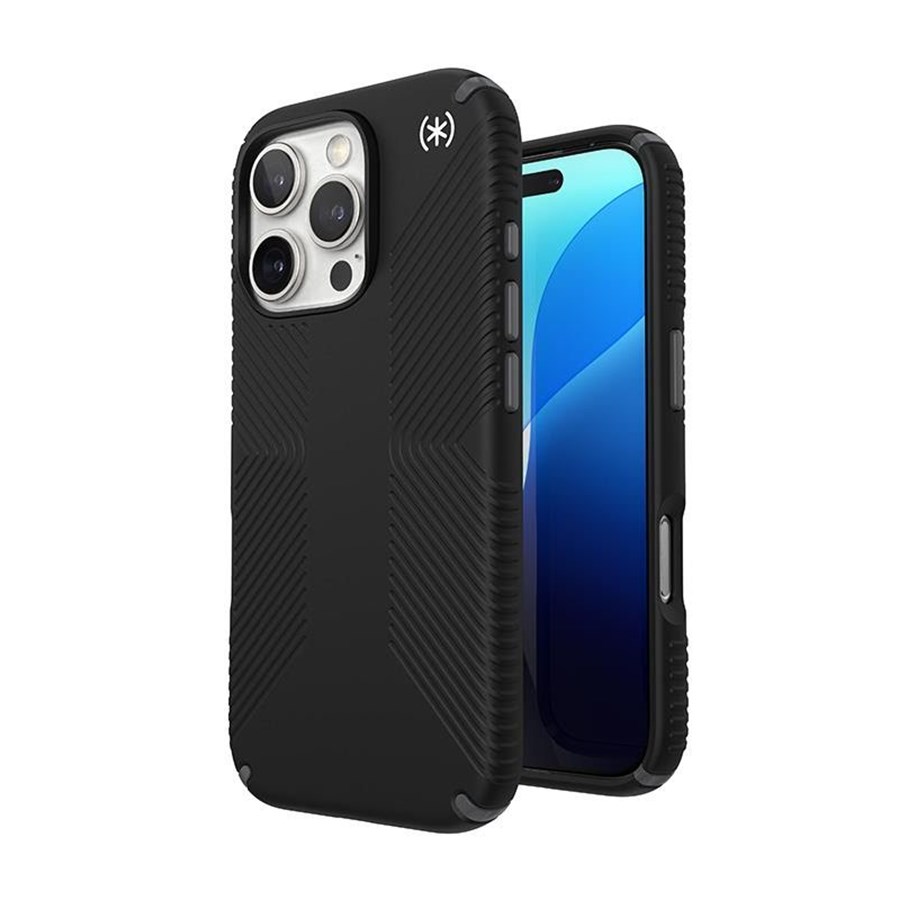 Telefon - Pokrowiec i etui - Speck Presidio2 Grip - iPhone 16 Pro Case - Black / Slate Gray / White - 150778-3205