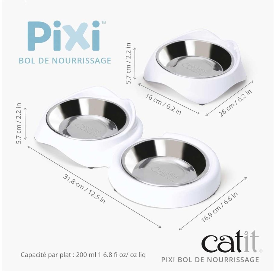Koty - Catit Pixi Foderskål Dobbelt Hvid - 43875