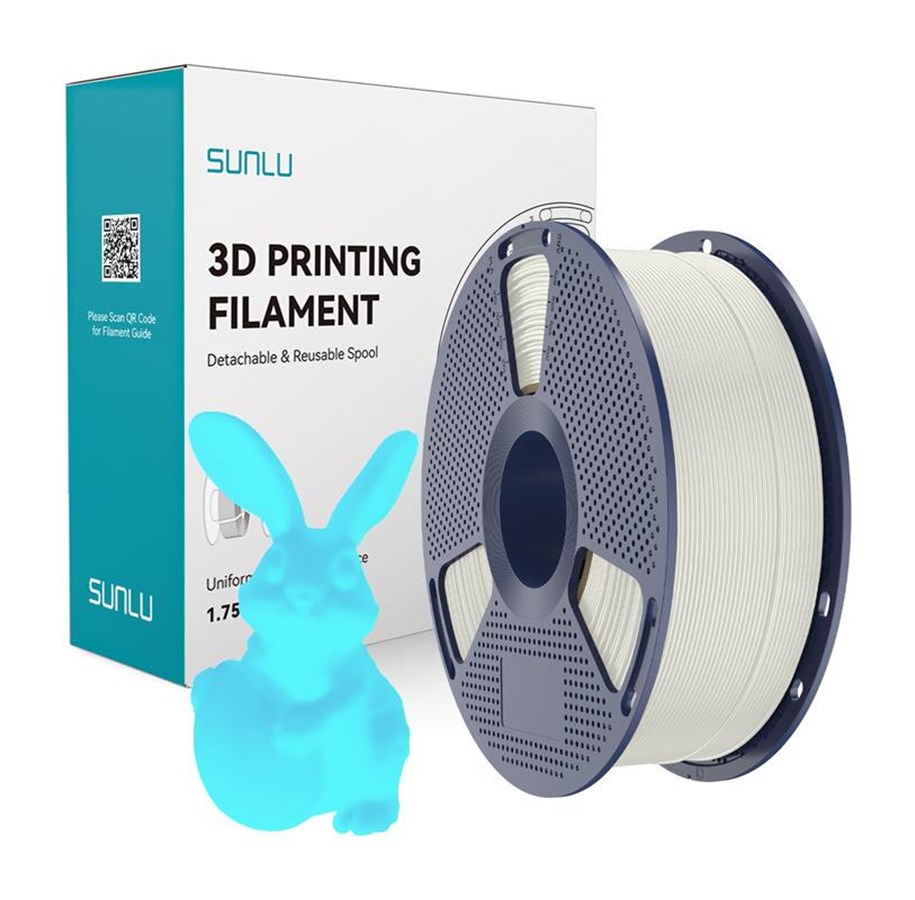 Filament - Drukarka 3D - Sunlu PLA Glow-in-the-Dark Filament (White and Blu - PLA Glow W-Blu