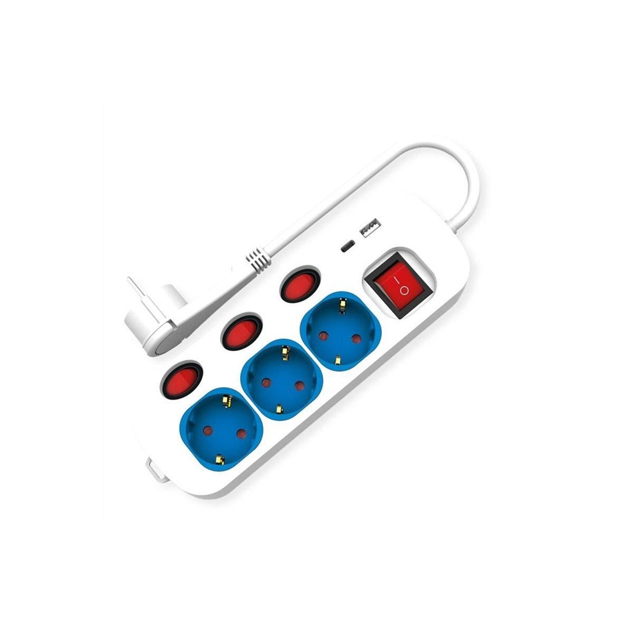 Kabel zasilajacy (zewnetrzny) - Roline - power strip - 3-way individual on/off switches - 3600 Watt - 19.07.2345