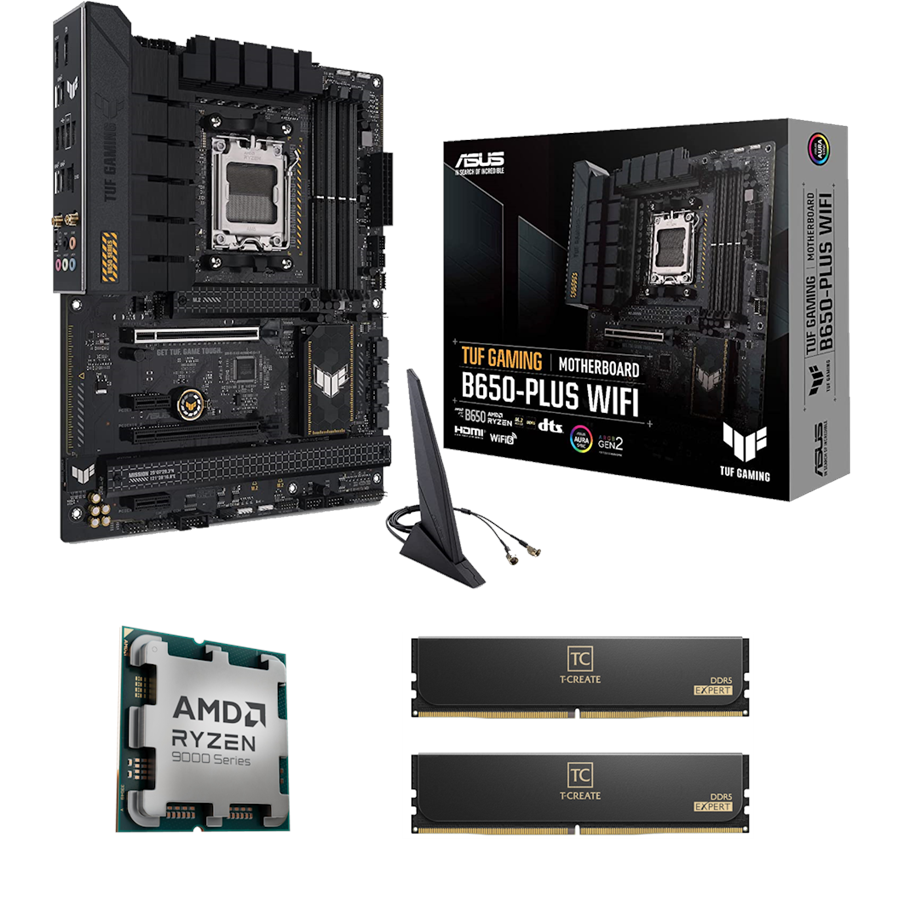 Procesor - AMD Bundle 9800X3D + ASUS TUF GAMING B650-PLUS WIFI + Team Group T-Create Expert DDR5-6000 32GB - Procesor - 8 rdzeni - 4.7 GHz - AMD AM5 - AMD Boxed (bez chłodzenia) - TGB650-PLUSWIFI+9800X3D+TG32GBD56000