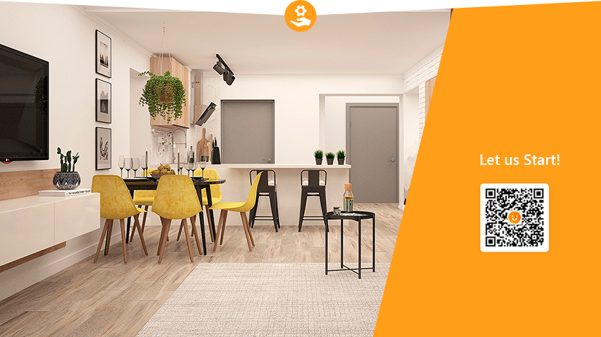 a room and a QR-code on