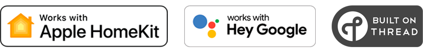 banner: HomeKit logo, Google Assistant logo, Thread logo